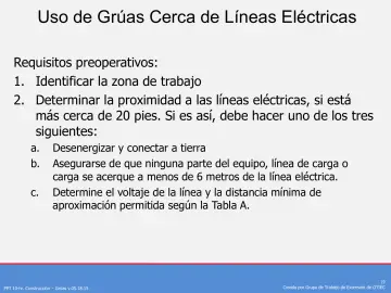 Slide 19: Uso de Grúas Cerca de Líneas Eléctricas