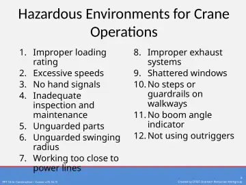 Slide 8: Hazardous Environments for Crane Operations