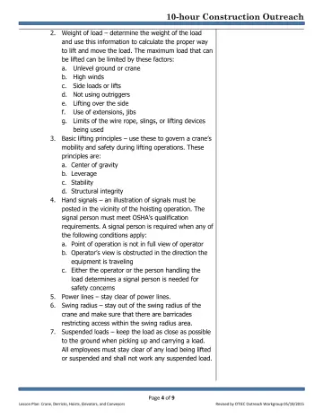 Page 4: 2. Weight of load – determine the weight of the load and use this information to calculate…