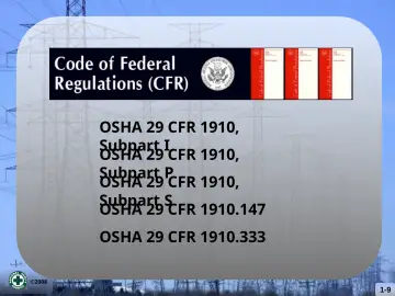 Slide 9: OSHA 29 CFR 1910, Subpart I
