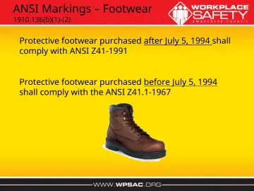 Slide 38: ANSI Markings – Footwear