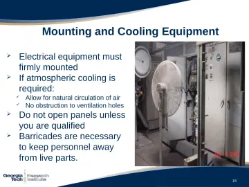 Slide 18: Mounting and Cooling Equipment