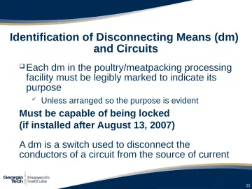 Slide 22: Identification of Disconnecting Means (dm) and Circuits