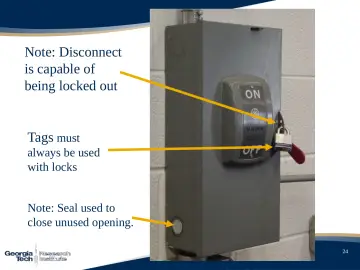 Slide 24: Note: Disconnect is capable of being locked out