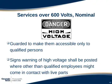 Slide 43: Services over 600 Volts, Nominal