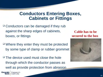 Slide 58: Conductors Entering Boxes, Cabinets or Fittings