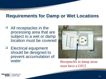 Slide 62: Requirements for Damp or Wet Locations