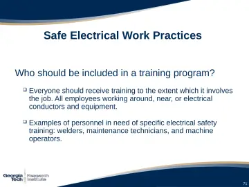 Slide 71: Safe Electrical Work Practices