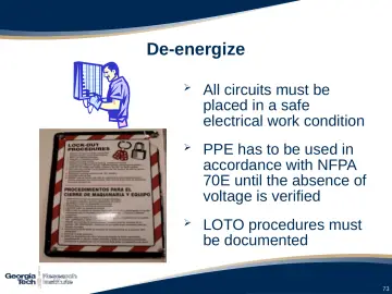 Slide 73: De-energize