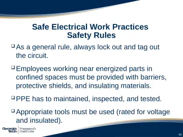 Slide 80: Safe Electrical Work Practices Safety Rules