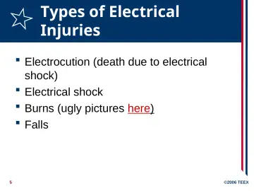 Slide 5: Types of Electrical Injuries
