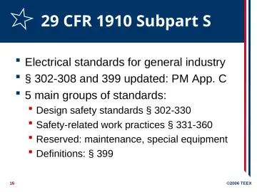 Slide 16: 29 CFR 1910 Subpart S