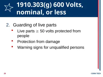 Slide 29: 1910.303(g) 600 Volts, nominal, or less