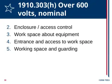 Slide 30: 1910.303(h) Over 600 volts, nominal