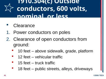 Slide 41: 1910.304(c) Outside conductors, 600 volts, nominal, or less