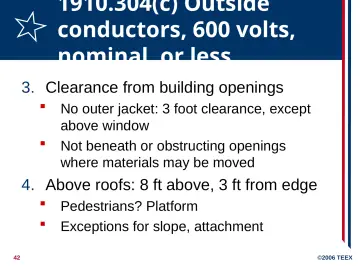 Slide 42: 1910.304(c) Outside conductors, 600 volts, nominal, or less