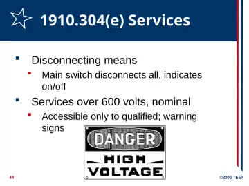 Slide 44: 1910.304(e) Services
