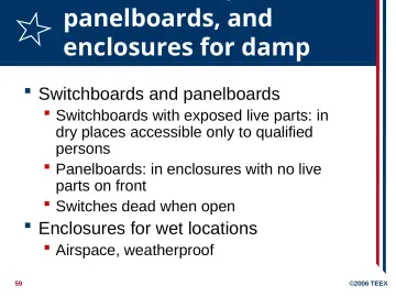 Slide 59: panelboards, and enclosures for damp locations