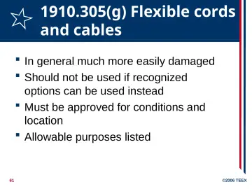 Slide 61: 1910.305(g) Flexible cords and cables