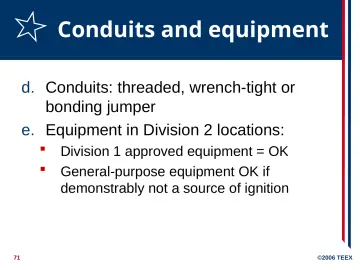 Slide 71: Conduits and equipment