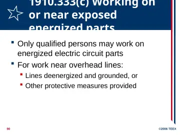 Slide 90: 1910.333(c) Working on or near exposed energized parts
