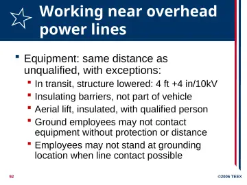 Slide 92: Working near overhead power lines