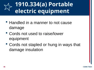 Slide 96: 1910.334(a) Portable electric equipment
