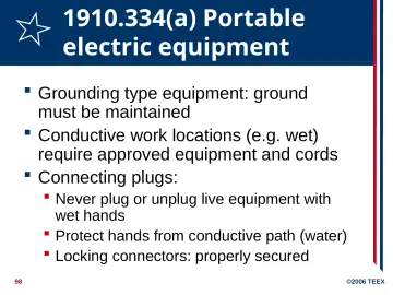 Slide 98: 1910.334(a) Portable electric equipment