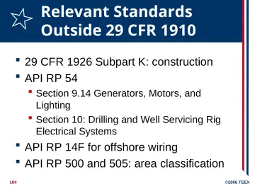 Slide 104: Relevant Standards Outside 29 CFR 1910