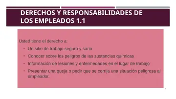 Slide 8: DERECHOS Y RESPONSABILIDADES DE LOS EMPLEADOS 1.1