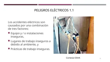 Slide 31: PELIGROS ELÉCTRICOS 1.1