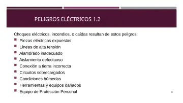 Slide 32: PELIGROS ELÉCTRICOS 1.2