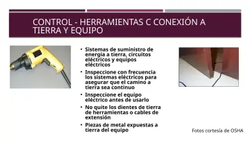 Slide 35: CONTROL - HERRAMIENTAS C CONEXIÓN A TIERRA Y EQUIPO