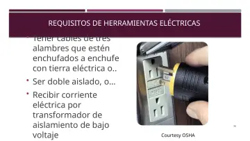 Slide 36: REQUISITOS DE HERRAMIENTAS ELÉCTRICAS