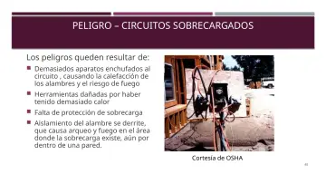 Slide 40: PELIGRO – CIRCUITOS SOBRECARGADOS