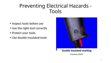 Slide 37: Preventing Electrical Hazards - Tools