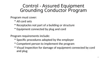 Slide 39: Control - Assured Equipment Grounding Conductor Program