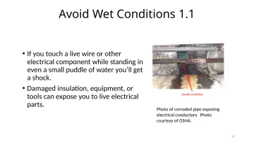 Slide 42: Avoid Wet Conditions 1.1