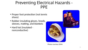 Slide 50: Preventing Electrical Hazards - PPE