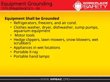 Slide 14: Equipment Grounding