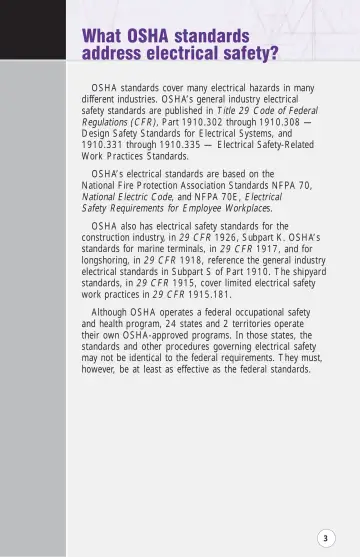 Page 8: What OSHA standards address electrical safety?