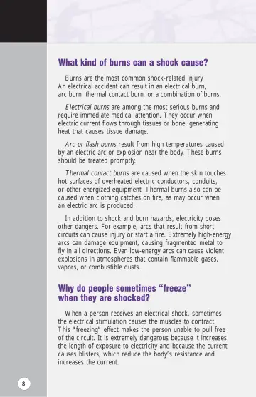 Page 13: What kind of burns can a shock cause?