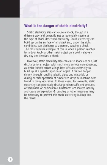 Page 15: What is the danger of static electricity?