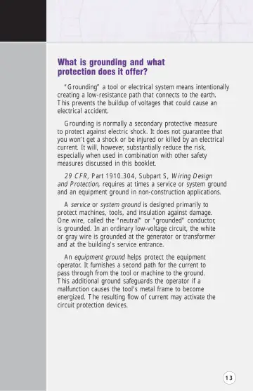 Page 18: What is grounding and what protection does it offer?
