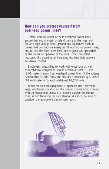 Page 22: How can you protect yourself from overhead power lines?