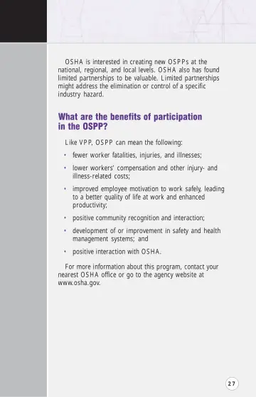 Page 32: What are the benefits of participation in the OSPP?