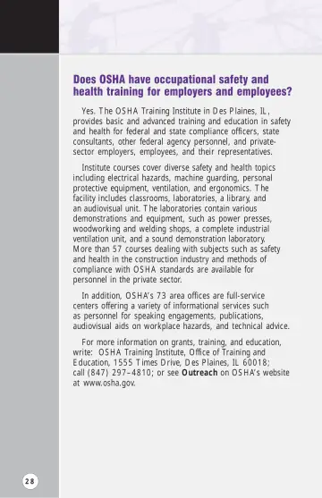 Page 33: Does OSHA have occupational safety and health training for employers and employees?