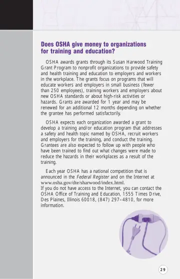 Page 34: Does OSHA give money to organizations for training and education?