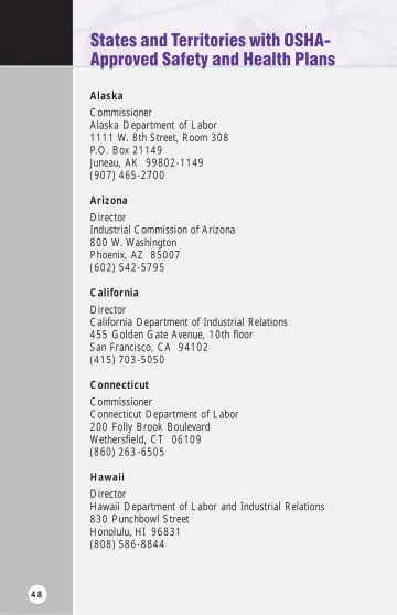 Page 53: States and Territories with OSHA- Approved Safety and Health Plans