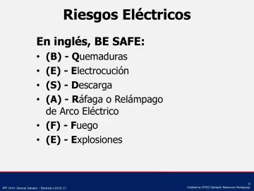 Slide 8: Riesgos Eléctricos